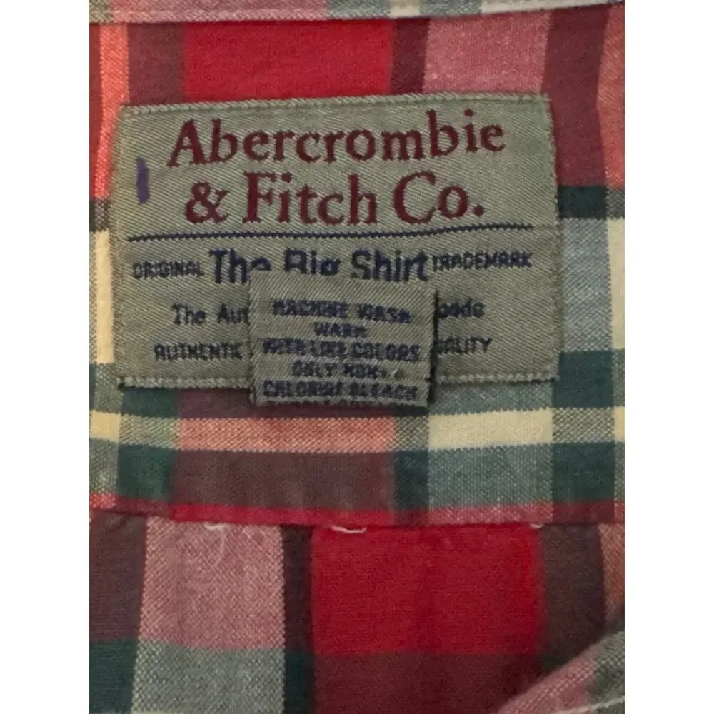 Vintage Abercrombie Fitch Big Shirt Button Down Plaid Mens Medium Red Country